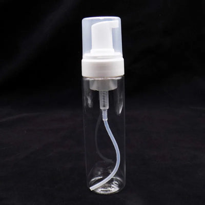 Clear plastic 60ml foam bubble dispenser bottle with white pump.
