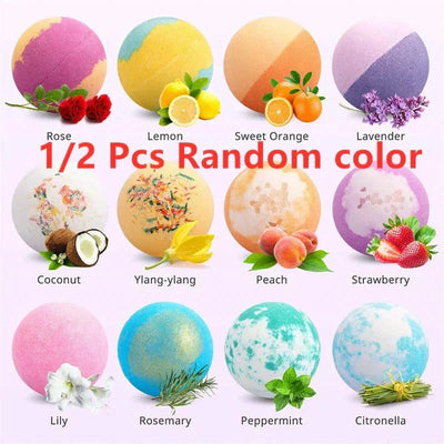 Colorful bath bombs assortment with essential oil benefits and moisturizing properties, ideal bath bombs gift.