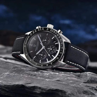PAGANI DESIGN Moon Watch V5 with quartz movement, stainless steel case, chronograph features, and sapphire crystal dial.