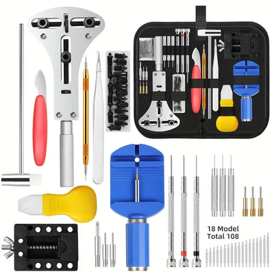 Watch Repair Kit 147 Piece Set with Tools for Home Clock Repair.