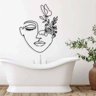 Luxury metal wall art with abstract line design, ideal for home and office decor.