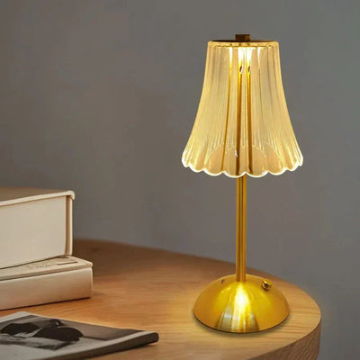 Crystal Table Lamp with LED, rechargeable, dimmable; ideal for bedside reading and retro decor.